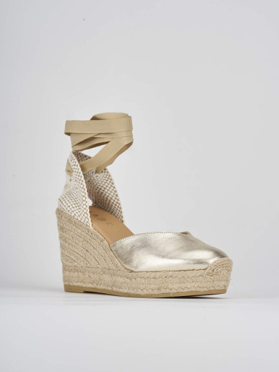 Espadrillas tacco 9cm pelle oro