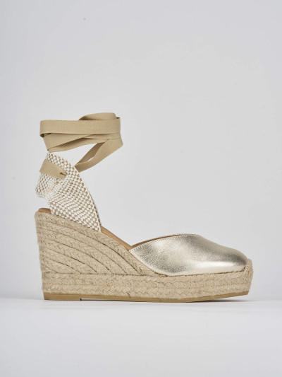 Espadrillas tacco 9cm pelle oro