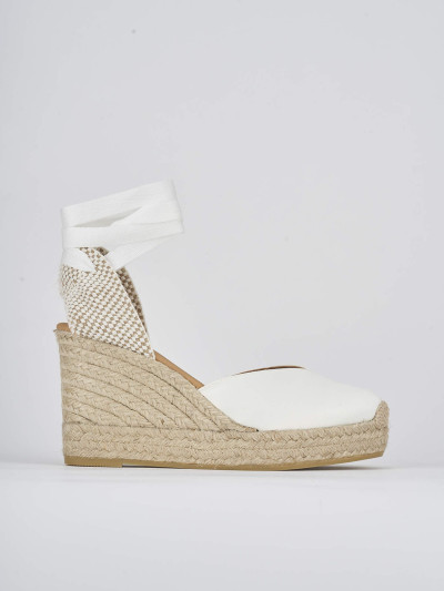 Espadrillas tacco 9cm raso bianco