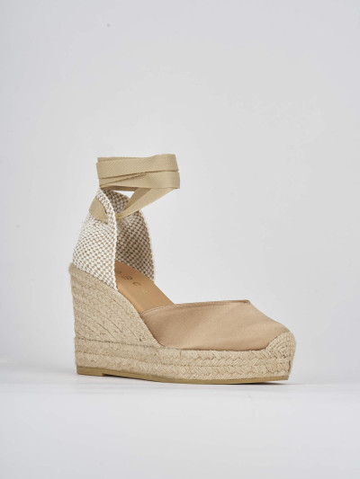 Espadrillas tacco 9cm raso oro