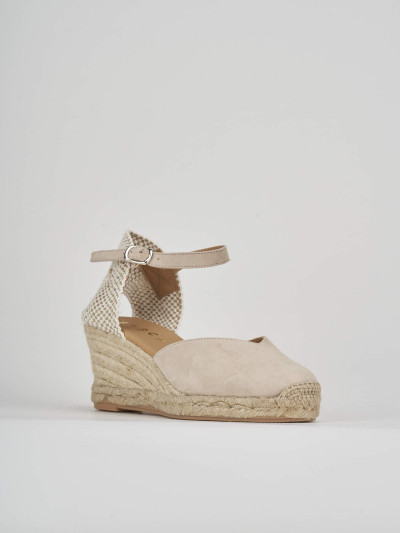 Espadrillas tacco 6cm camoscio beige