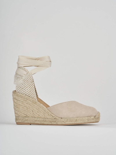 Espadrillas tacco 8cm camoscio beige