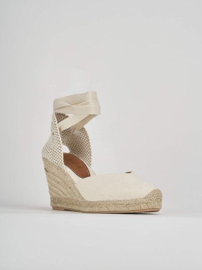 Espadrillas tacco 8cm tessuto beige