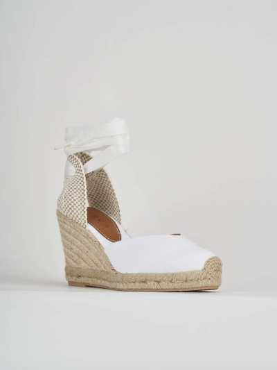 Espadrillas tacco 8cm tessuto bianco