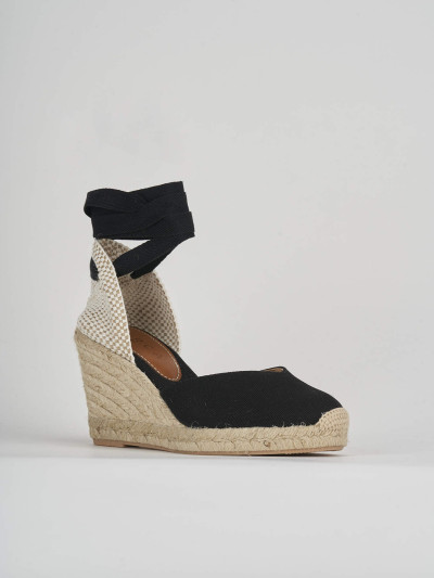 Espadrillas tacco 8cm tessuto nero