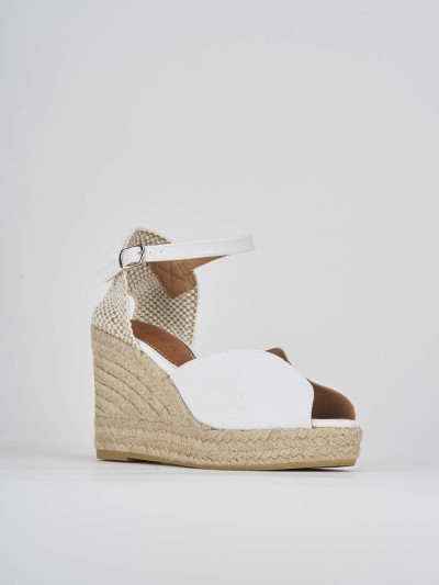 Espadrillas tacco 8cm tessuto bianco