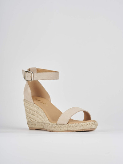 Espadrilla zeppa 8 cm beige camoscio