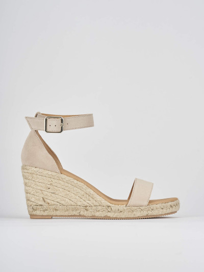 Espadrilla zeppa 8 cm beige camoscio