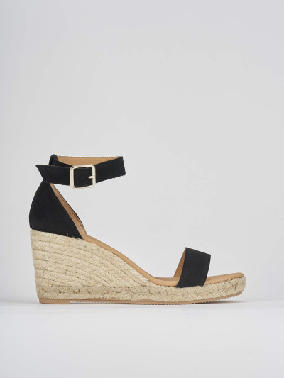 Espadrilla zeppa 8 cm nero camoscio