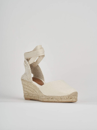 Espadrillas tacco 6cm tessuto beige