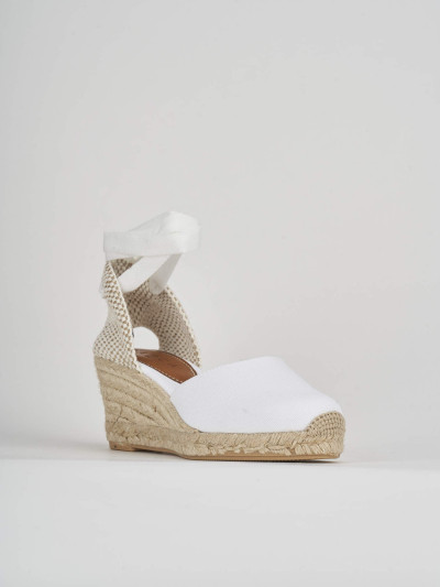 Espadrillas tacco 6cm tessuto bianco