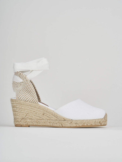 Espadrillas tacco 6cm tessuto bianco