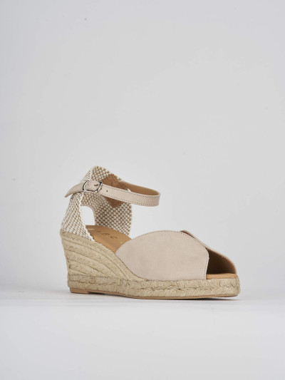 Espadrillas tacco 7cm camoscio beige