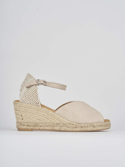 Espadrillas tacco 7cm camoscio beige