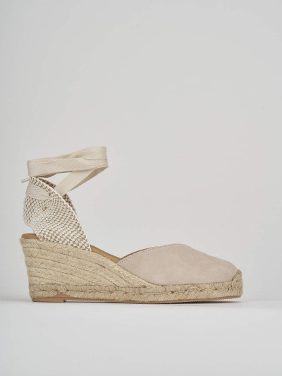 Espadrillas tacco 6cm camoscio beige