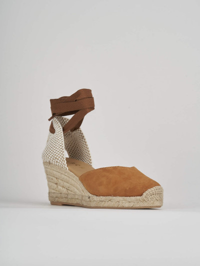 Espadrillas tacco 6cm camoscio marrone