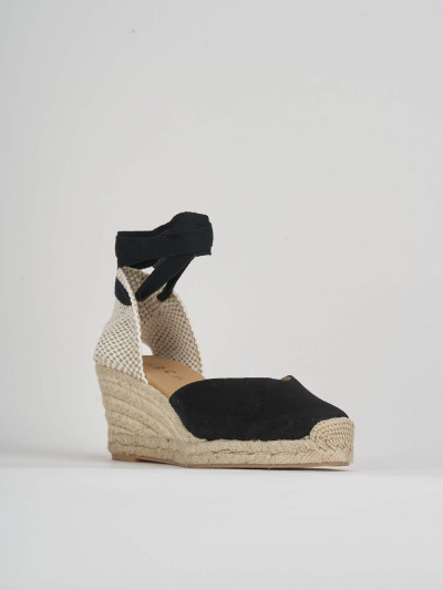 Espadrillas tacco 6cm camoscio nero