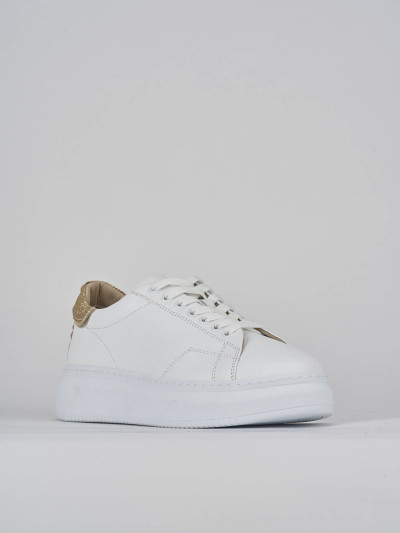 Sneakers tacco 1cm pelle bianco