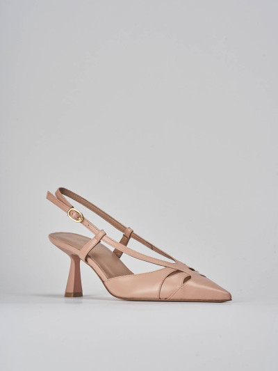 Décolleté e slingback tacco 7cm pelle rosa