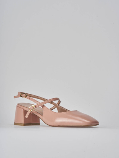 Décolleté e slingback tacco 5cm vernice rosa