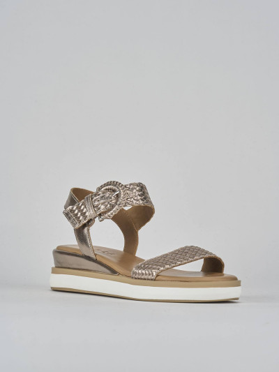 Sandali zeppa tacco 3cm pelle argento