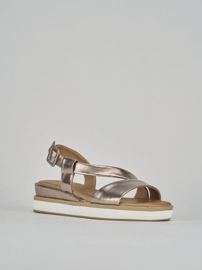 Sandali zeppa tacco 3cm pelle argento