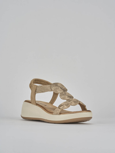 Sandali zeppa tacco 4cm pelle oro