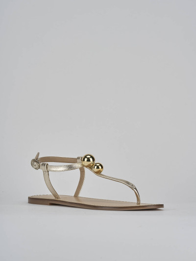 Sandalo infradito tacco 1 cm oro pelle