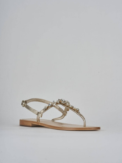 Sandali tacco 1cm pelle oro