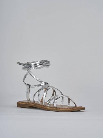 Sandali tacco 1cm pelle argento