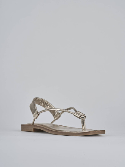 Sandali tacco 1cm pelle oro