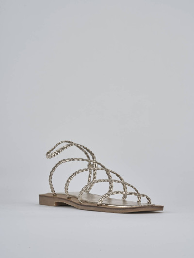 Sandali tacco 1cm pelle oro