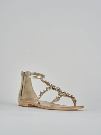 Sandali tacco 1cm pelle oro
