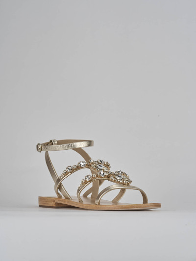 Sandali tacco 1cm pelle oro