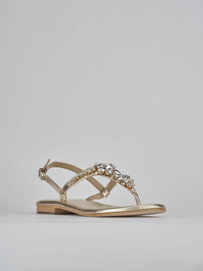 Sandali tacco 1cm pelle oro