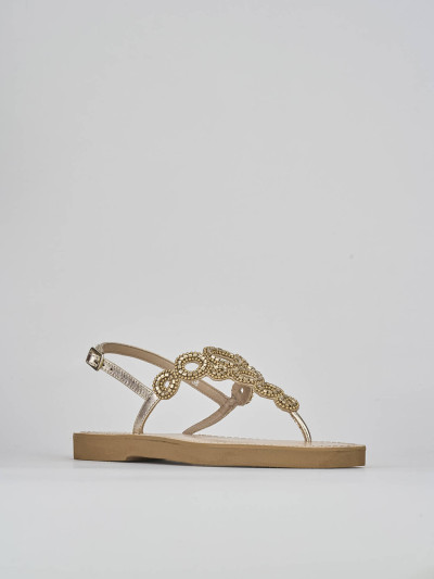 Sandali tacco 1cm pelle oro