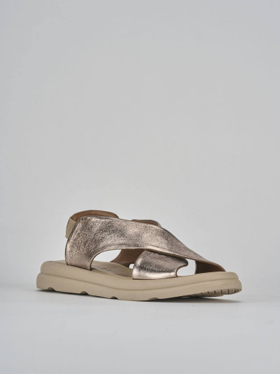 Sandali zeppa tacco 3cm pelle bronzo