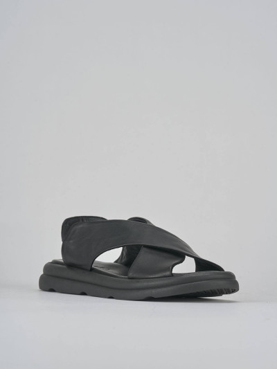 Sandali zeppa tacco 3cm pelle nero