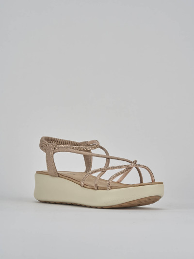 Sandali zeppa tacco 4cm pelle oro