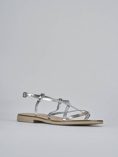 Sandali tacco 1cm pelle argento