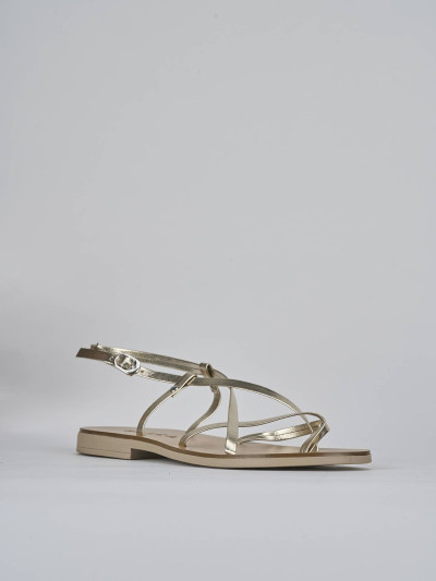 Sandali tacco 1cm pelle oro