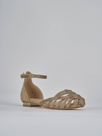 Sandali tacco 1cm pelle beige