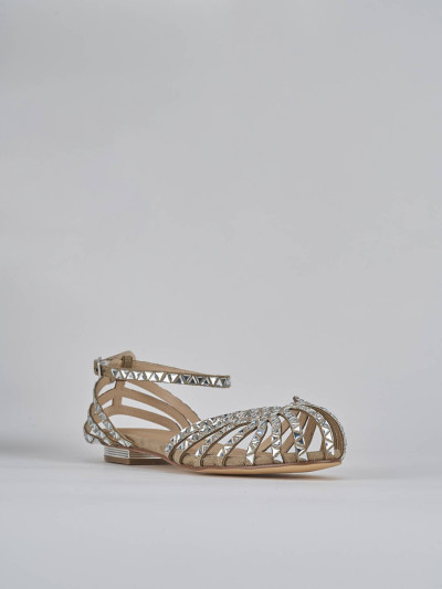 Sandali tacco 1cm pelle beige