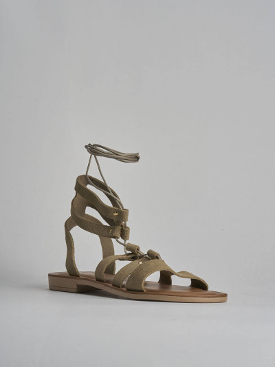 Sandalo tacco 1 cm beige camoscio