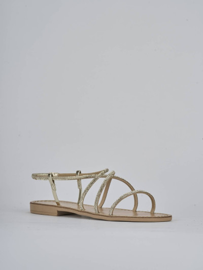 Sandalo tacco 1 cm oro pelle