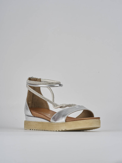 Sandali tacco 3cm pelle argento