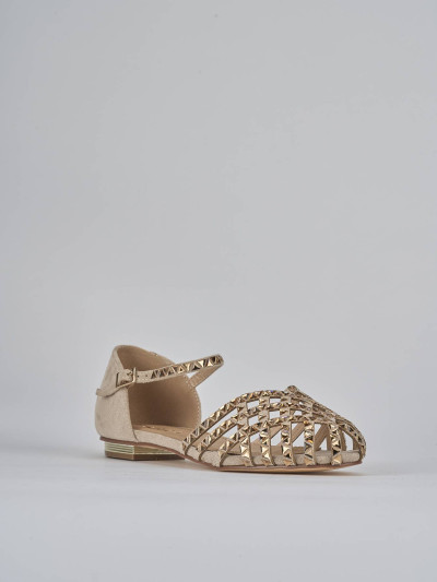 Sandali tacco 1cm pelle beige