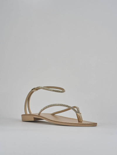 Sandalo tacco 1cm oro pelle