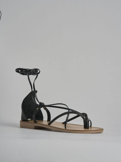 Sandalo tacco 1 cm nero pelle