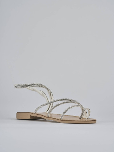 Sandalo tacco 1 cm argento pelle